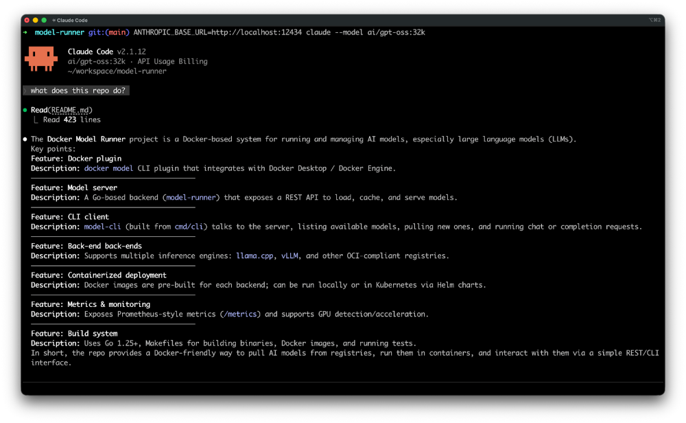 Run Claude Code Locally with Docker Model Runner