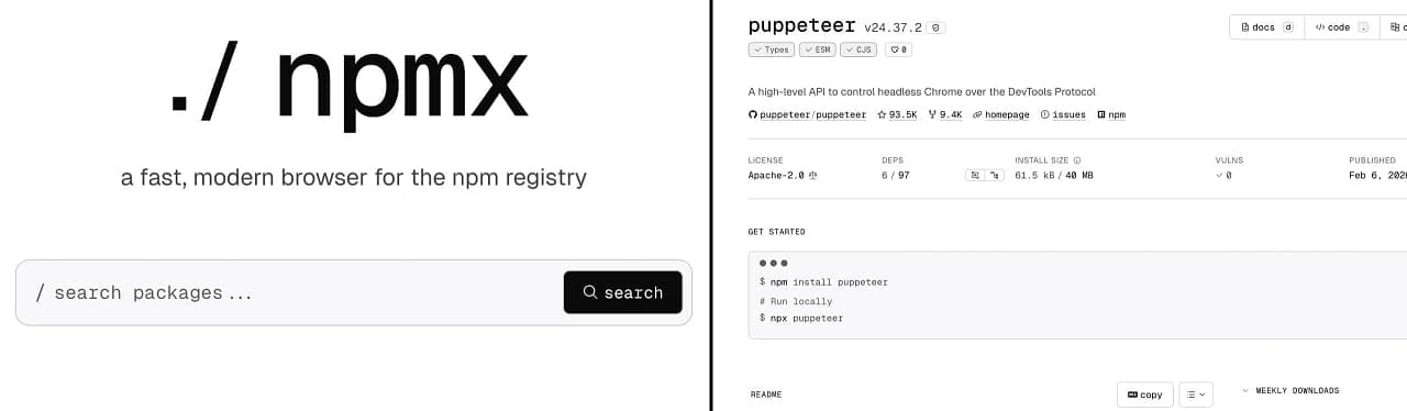 A fast, modern way to browse and compare npm packages